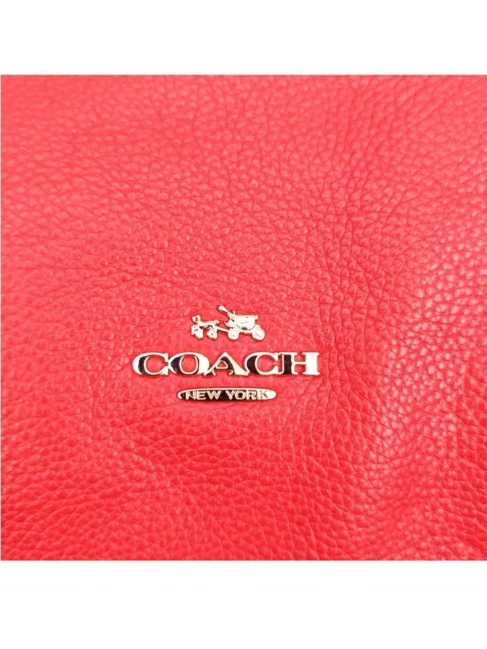 Coach Red Leather Shoulder Bag with Gold Logo - Picture 3 of 15